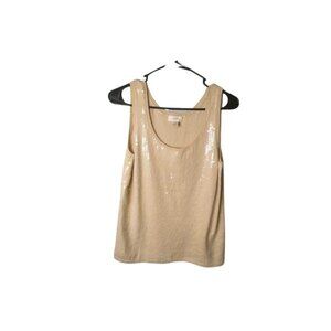 Ann Taylor LOFT Beige Sequin Tank Top Women’s Medium Sparkle Knit
